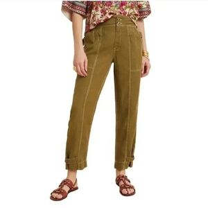 Anthropologie Linen Lyocell Jackson Tapered Utility Pant size 0